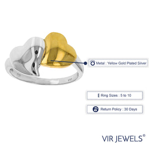 Two Hearts Fashion Ring in Yellow Gold Plated over .925 Sterling Silver