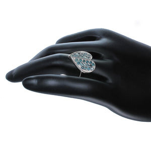 0.85 cttw Blue Diamond Heart Ring .925 Sterling Silver with Rhodium Size 7