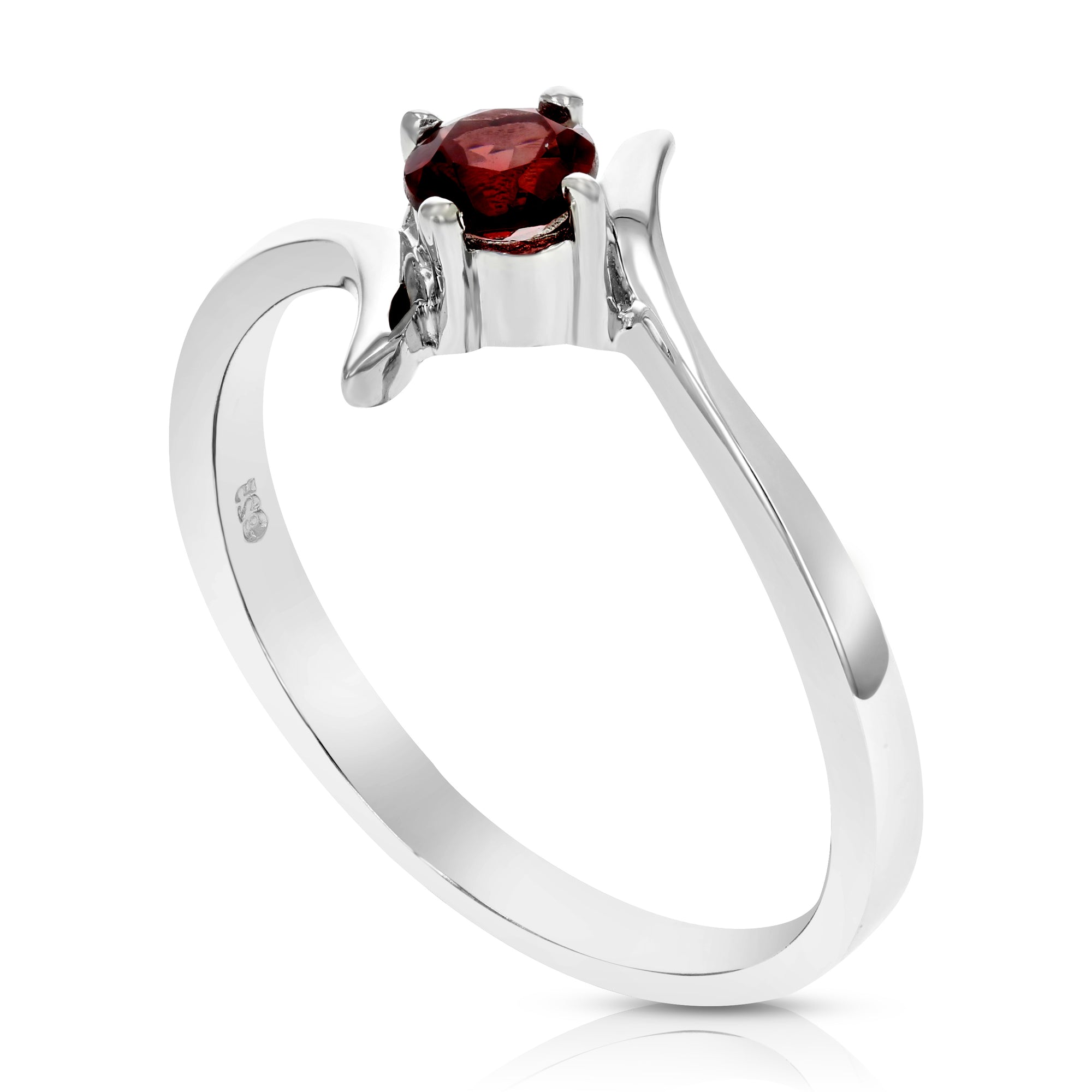 1/4 cttw Garnet Ring in .925 Sterling Silver with Rhodium Plating Round Shape
