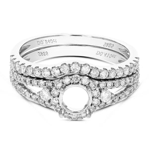 2/3 cttw Diamond Semi Mount Bridal Set Prong Set .925 Sterling Silver Size 7