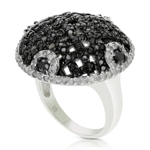2.30 cttw Black and White Diamond Ring .925 Sterling Silver with Rhodium Size 7