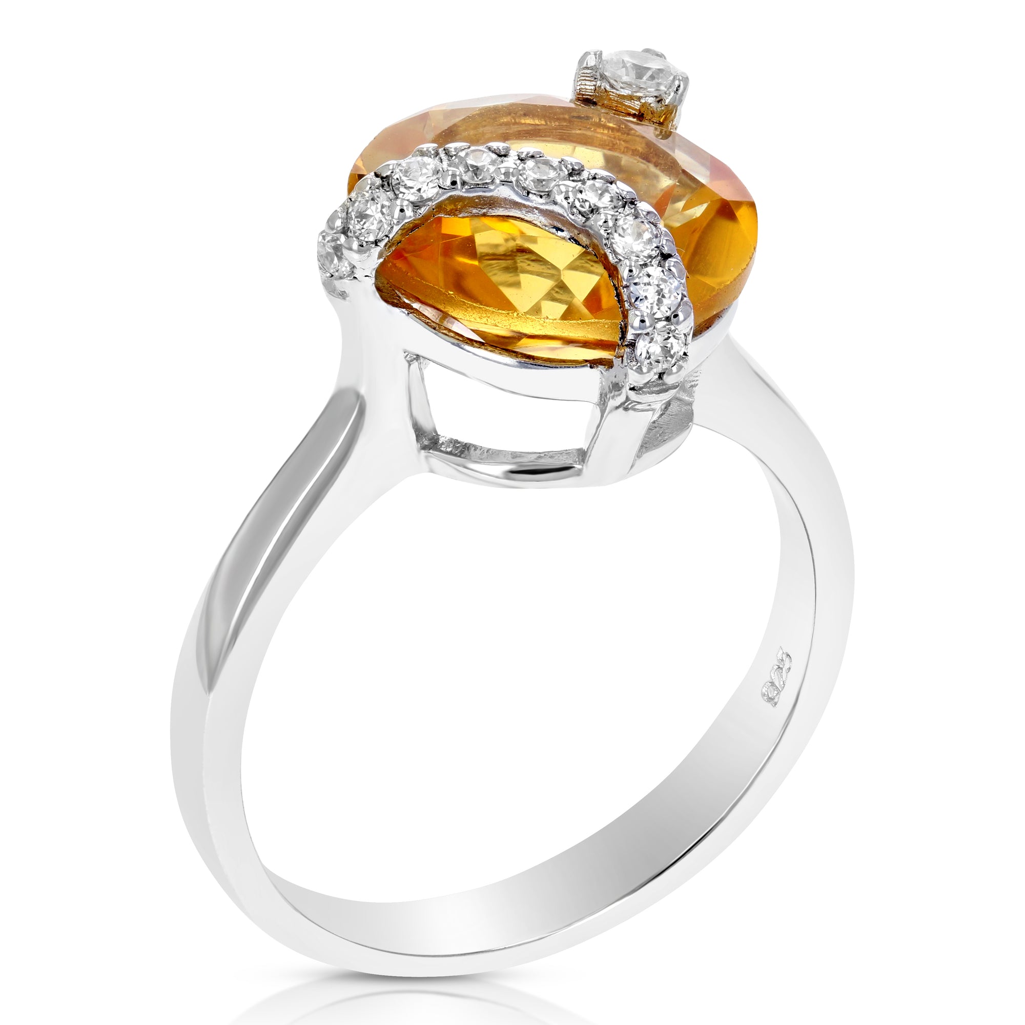 4 cttw Citrine Ring .925 Sterling Silver with Rhodium Plating Round Shape 11 MM