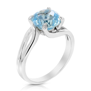 1.75 cttw Blue Topaz Solitaire Ring Twisted .925 Sterling Silver Round 8 MM