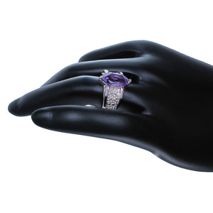 2.50 cttw Purple Amethyst Ring .925 Sterling Silver Marquise 14x7 MM Size 7