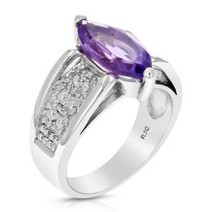 2.50 cttw Purple Amethyst Ring .925 Sterling Silver Marquise 14x7 MM Size 7