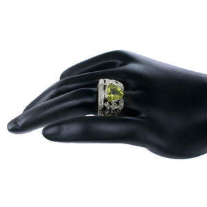 2.25 cttw Lemon Quartz Ring .925 Sterling Silver with Rhodium Triangle 11 MM