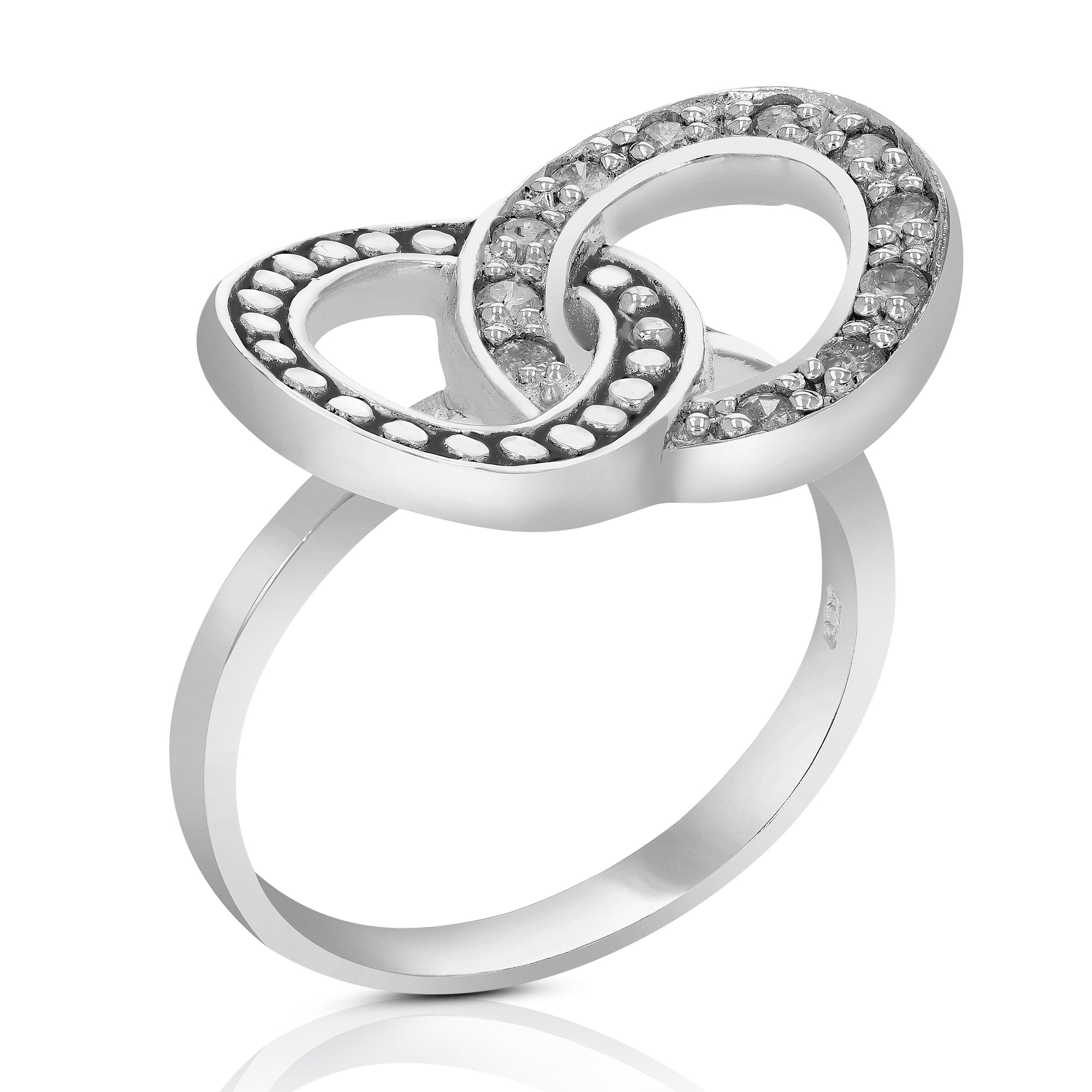 1/4 cttw Diamond Ring in .925 Sterling Silver with Rhodium Round Prong Set