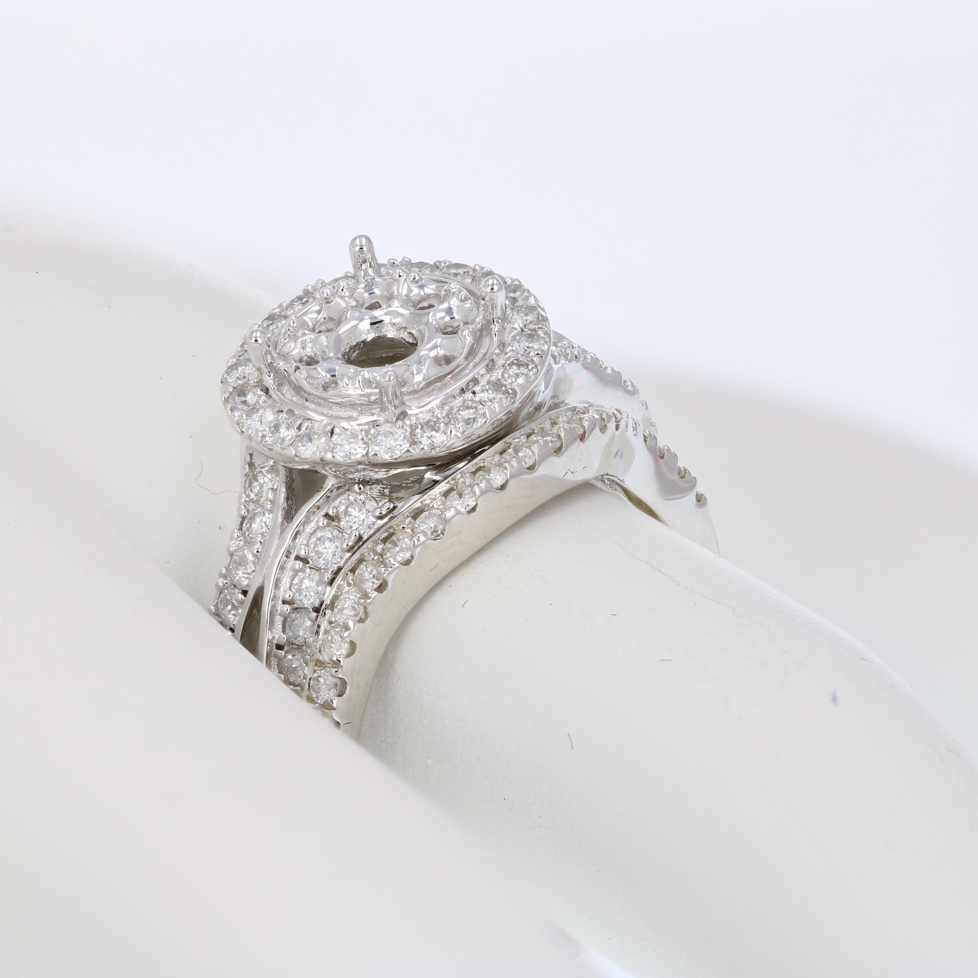 0.85 cttw Diamond Semi Mount Bridal Set .925 Sterling Silver Wedding Size 7