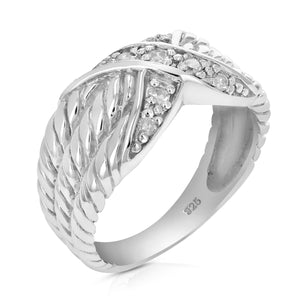 0.15 cttw Diamond Ring in .925 Sterling Silver with Rhodium Plating Antique Look