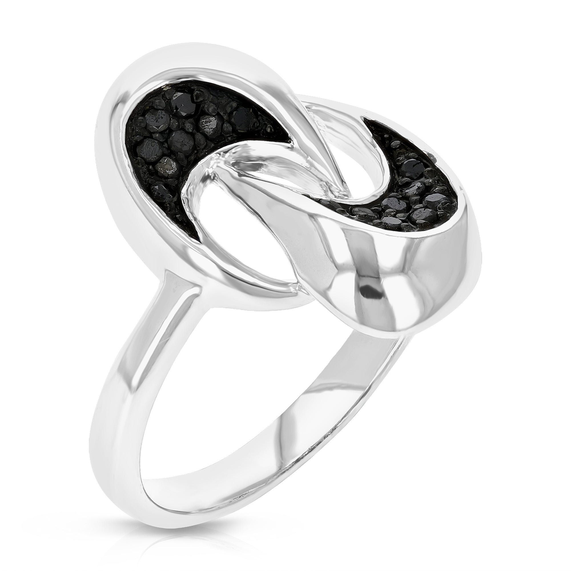 Sterling Silver Black Diamond Ring (0.15 cttw) Size 7