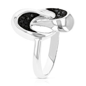 Sterling Silver Black Diamond Ring (0.15 cttw) Size 7