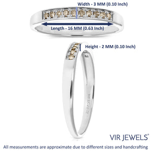 1/10 cttw Champagne Diamond Ring Wedding Band .925 Sterling Silver 10 Stones