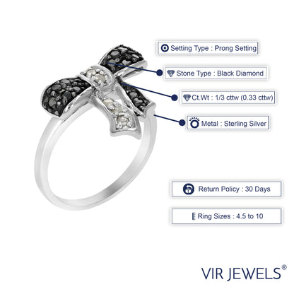 Black & White Diamond Bow Ring