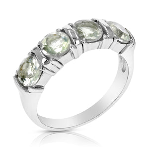 1.50 cttw Green Amethyst Prasiolite Ring .925 Sterling Silver Rhodium Round 5 MM