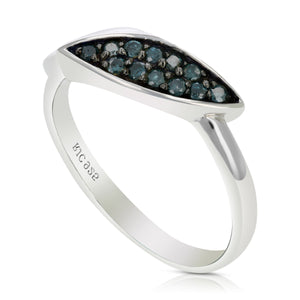 1/5 cttw Blue Diamond Ring .925 Sterling Silver with Rhodium Plating Size 7