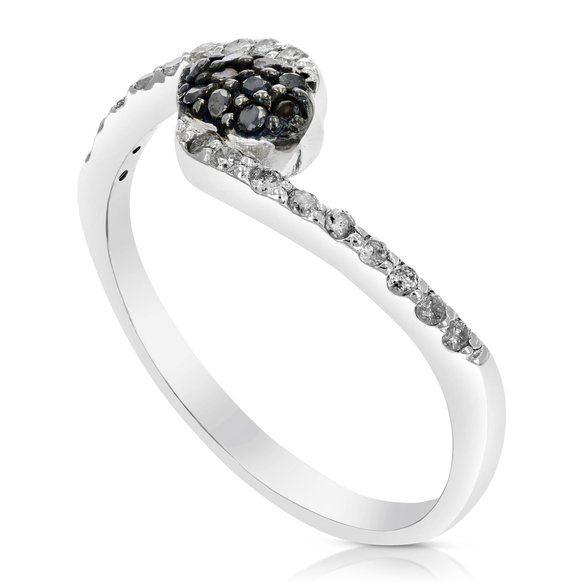 1/4 cttw Black and White Diamond Composite Ring .925 Sterling Silver Size 7
