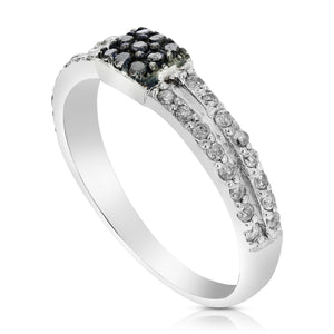 2/5 cttw Black and White Diamond Ring .925 Sterling Silver with Rhodium Size 7
