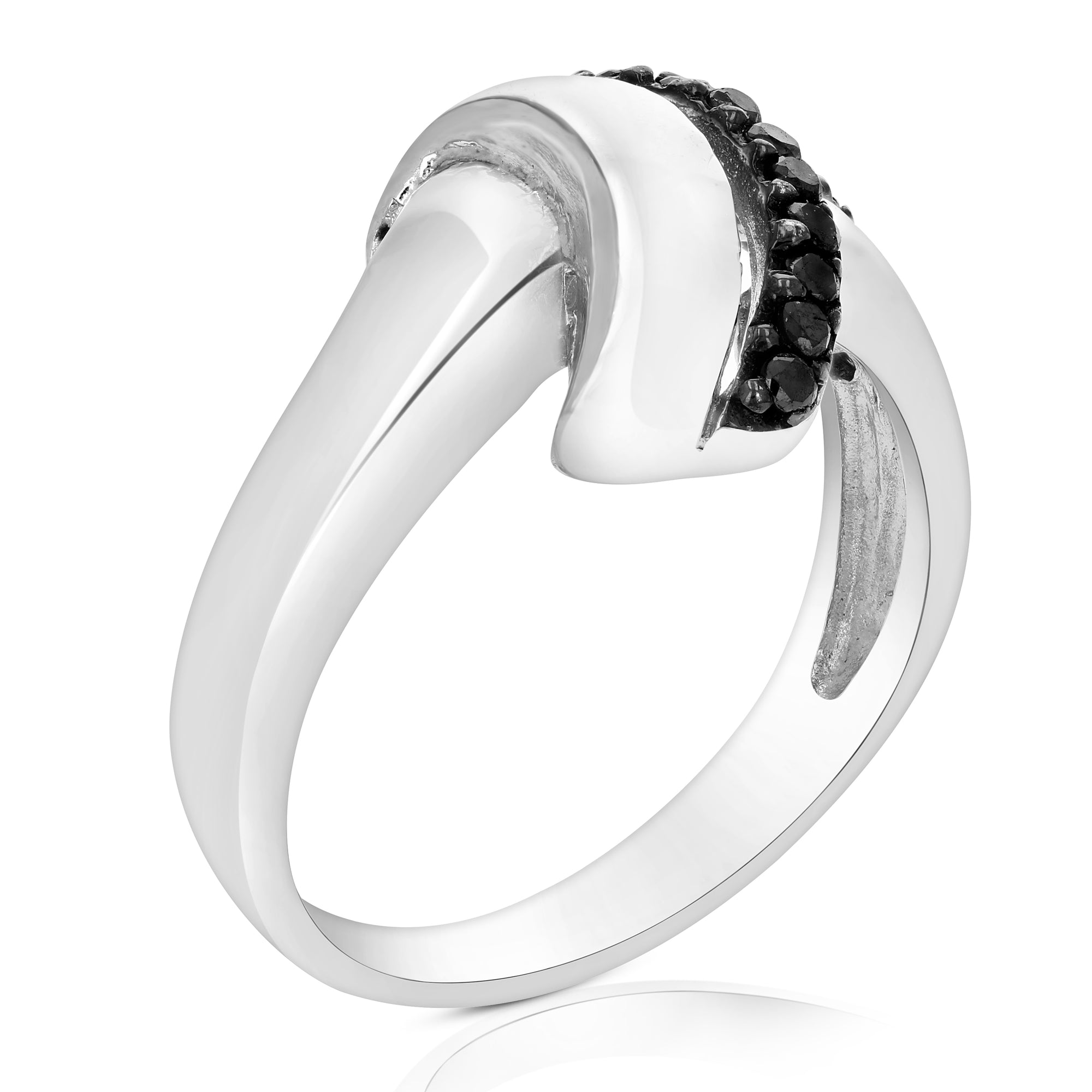 1/4 cttw Black Diamond Ring .925 Sterling Silver with Rhodium Plating Size 7