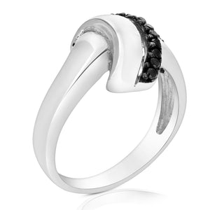 1/4 cttw Black Diamond Ring .925 Sterling Silver with Rhodium Plating Size 7