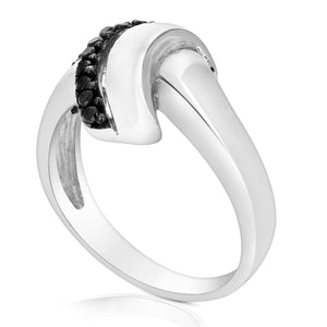 1/4 cttw Black Diamond Ring .925 Sterling Silver with Rhodium Plating Size 7