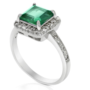 1.50 cttw Green Topaz Ring .925 Sterling Silver with Rhodium Princess Cut 7 MM