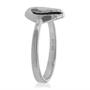 1/10 cttw Black Diamond Ring in .925 Sterling Silver with Rhodium Plating Size 7