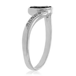 0.15 cttw Black and White Diamond Ring .925 Sterling Silver with Rhodium Size 7
