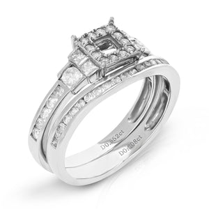 3/4 cttw Diamond Semi Mount Bridal Set with Princess Center Silver Size 7