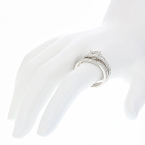 3/4 cttw Diamond Semi Mount Bridal Set with Princess Center Silver Size 7