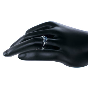 1/4 cttw 3 Stone Blue Sapphire Ring .925 Sterling Silver with Rhodium Princess
