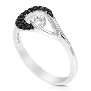 1/5 cttw Black Diamond Ring .925 Sterling Silver with Rhodium Plating Size 7