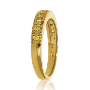 1/2 cttw Yellow Sapphire Wedding Band Yellow Gold Plated over Silver Milgrain