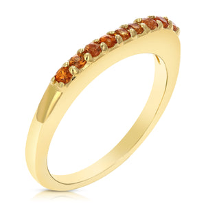 1/4 cttw Orange Sapphire Wedding Band Yellow Gold Plated over Silver