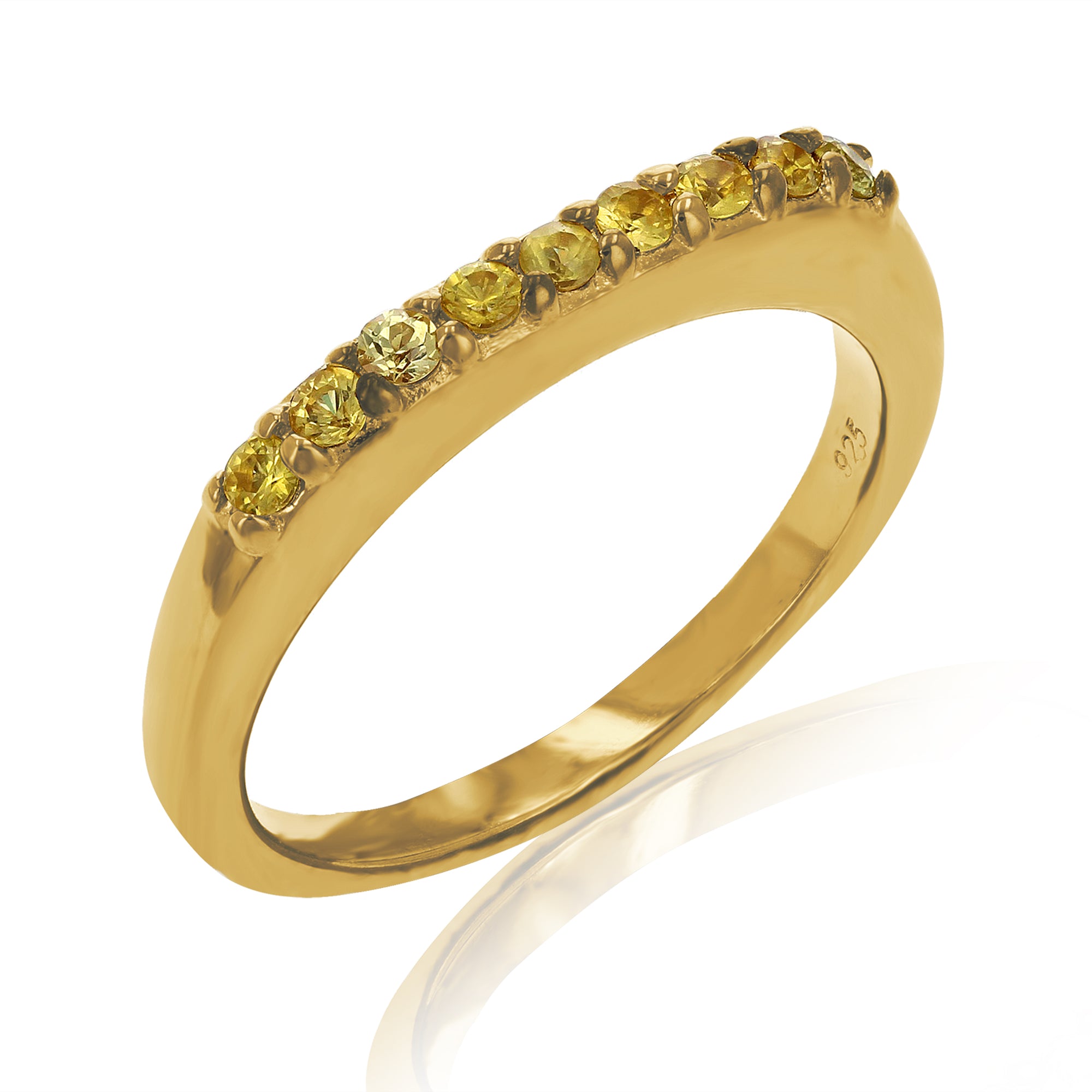 1/4 cttw Yellow Sapphire Wedding Band Yellow Gold Plated over Silver
