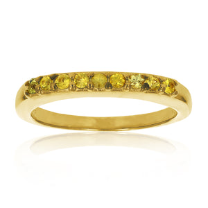 1/4 cttw Yellow Sapphire Wedding Band Yellow Gold Plated over Silver