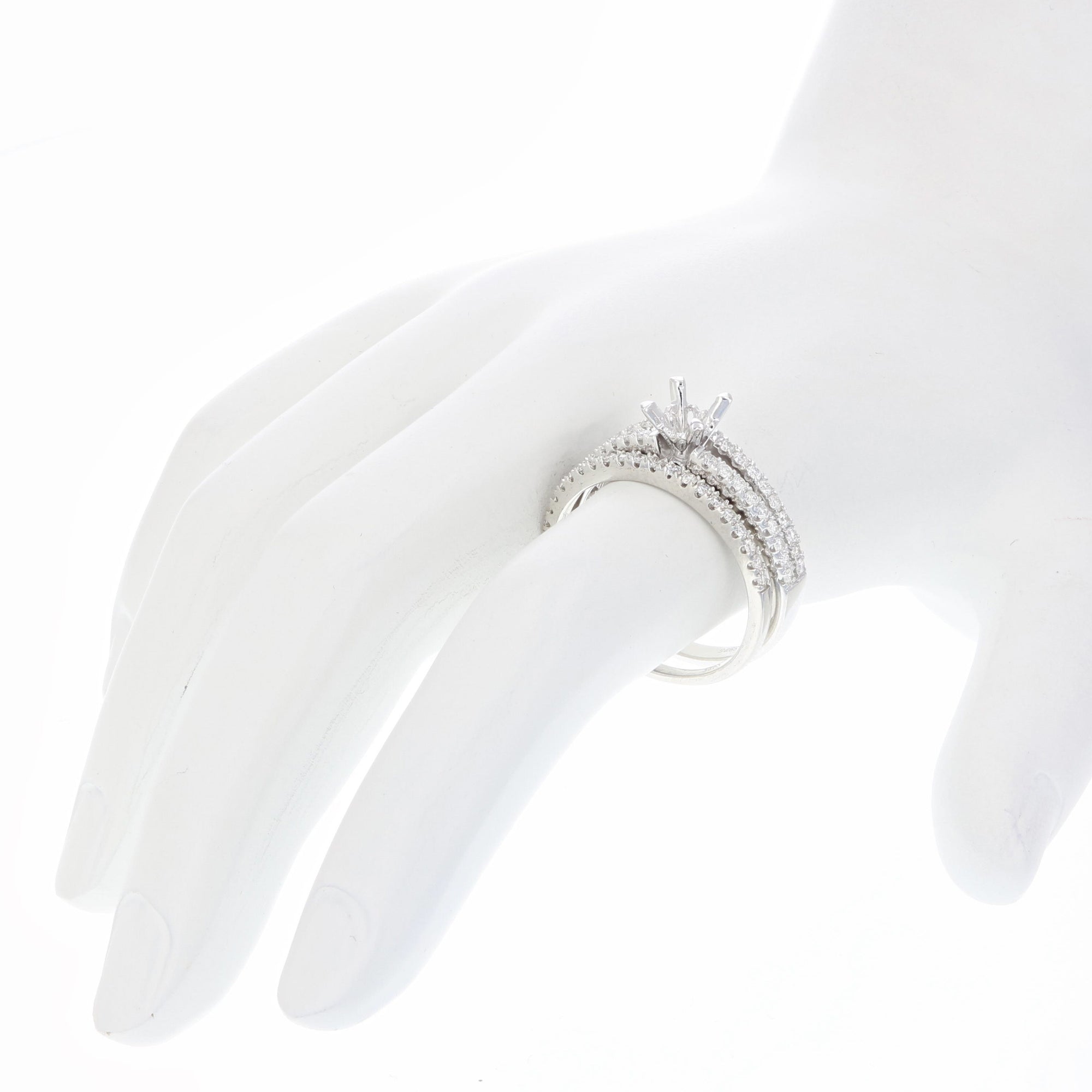 1/2 cttw Semi Mount Diamond Bridal Set with Band In .925 Sterling Silver Size 7