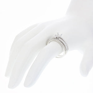 1/2 cttw Semi Mount Diamond Bridal Set with Band In .925 Sterling Silver Size 7