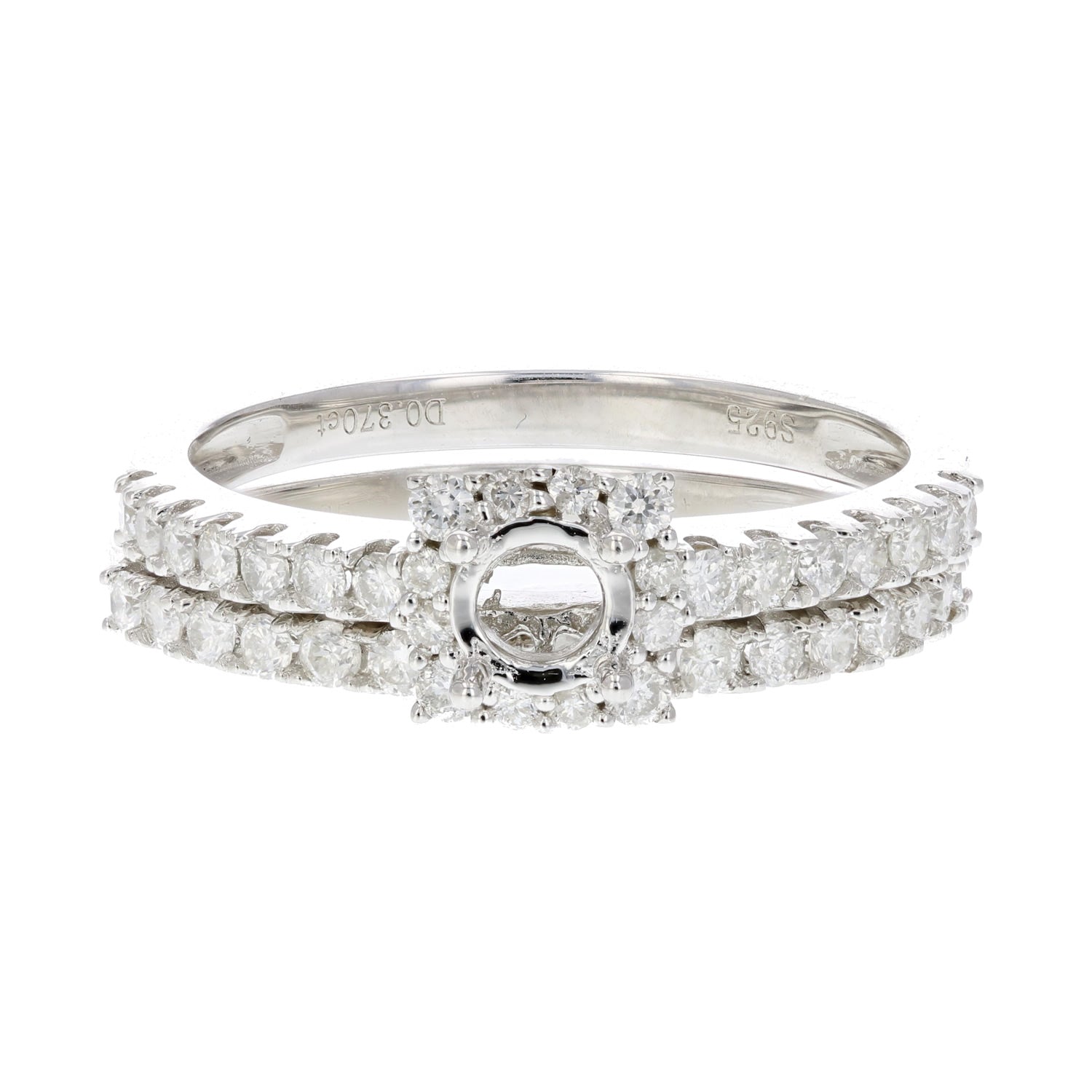 2/3 cttw Diamond Semi Mount Bridal Set .925 Sterling Silver Wedding Size 7