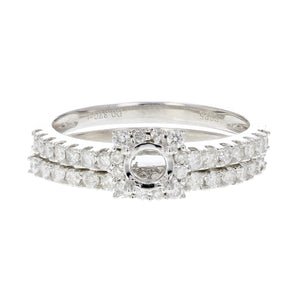 2/3 cttw Diamond Semi Mount Bridal Set .925 Sterling Silver Wedding Size 7