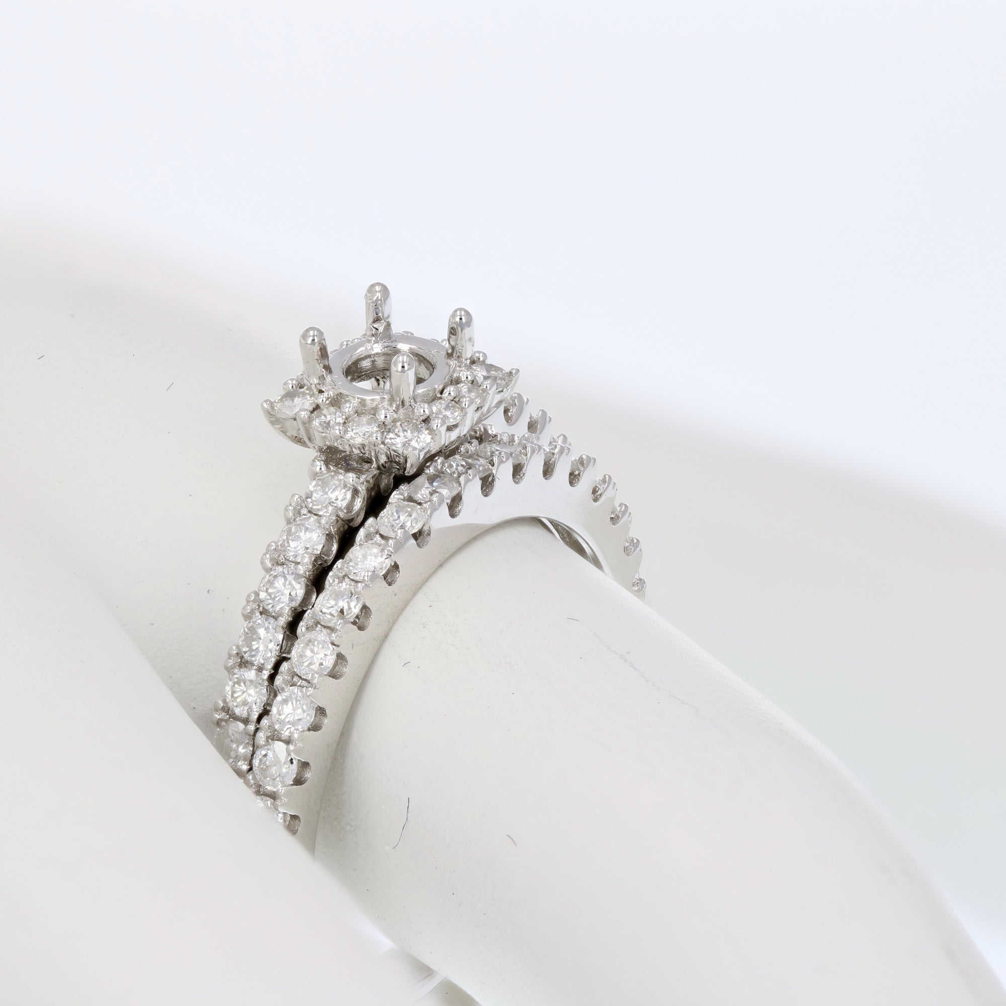 2/3 cttw Diamond Semi Mount Bridal Set .925 Sterling Silver Wedding Size 7