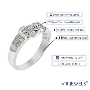 1/6 cttw Diamond Buckle Ring in .925 Sterling Silver with Rhodium Plating Round