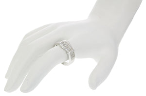 1/4 cttw Diamond Buckle Ring .925 Sterling Silver with Rhodium Plating Round