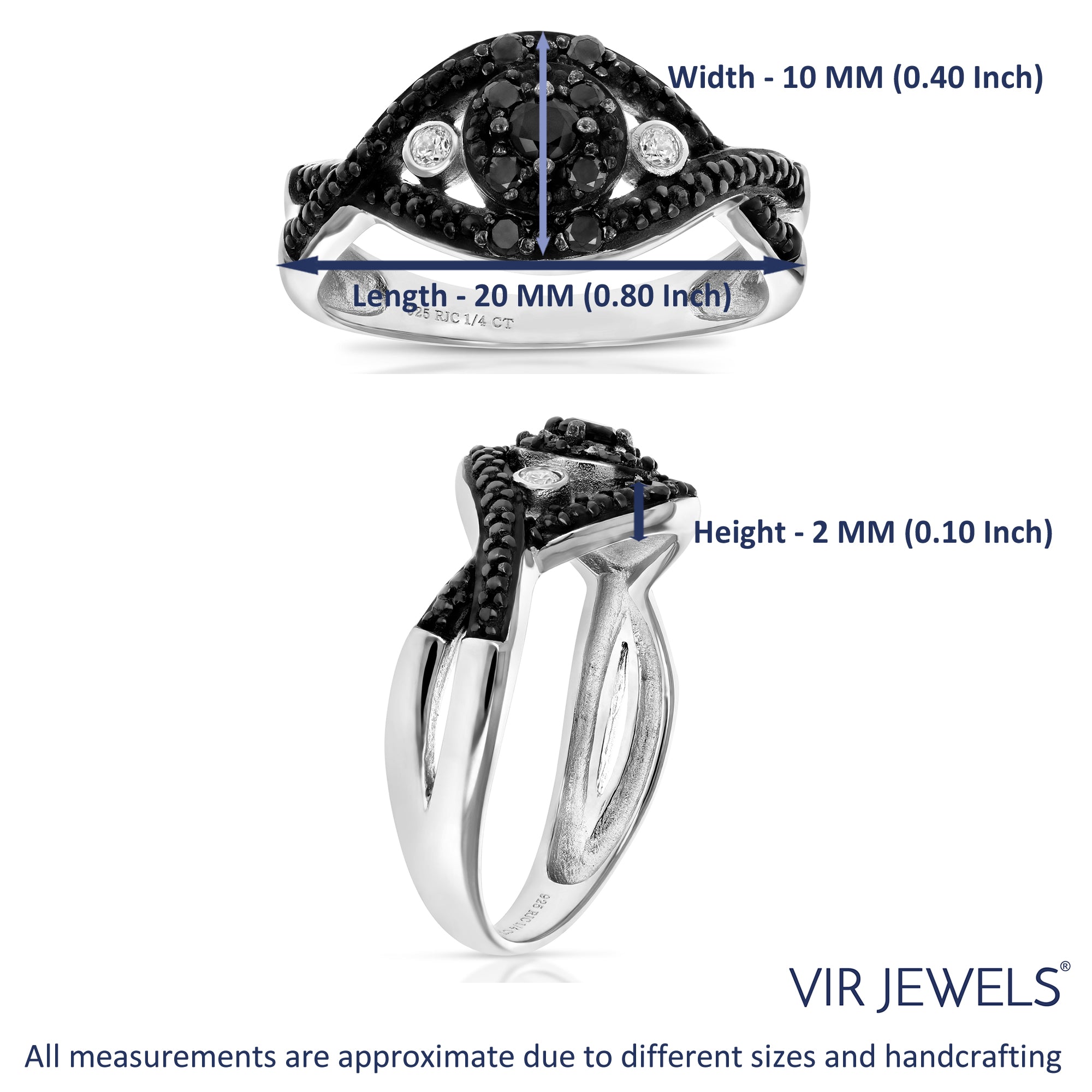 1/5 cttw Black Diamond and CZ Engagement Ring .925 Sterling Silver with Rhodium