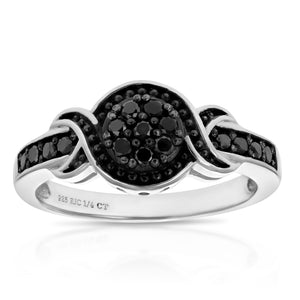 1/3 cttw Black Diamond Ring .925 Sterling Silver Engagement Bridal Round