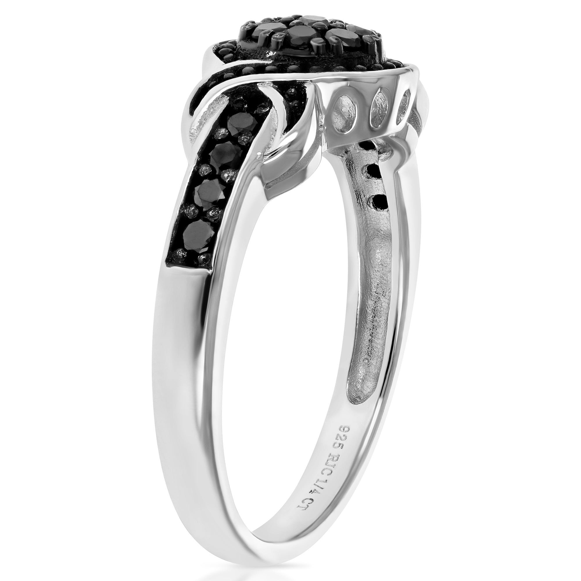 1/3 cttw Black Diamond Ring .925 Sterling Silver Engagement Bridal Round