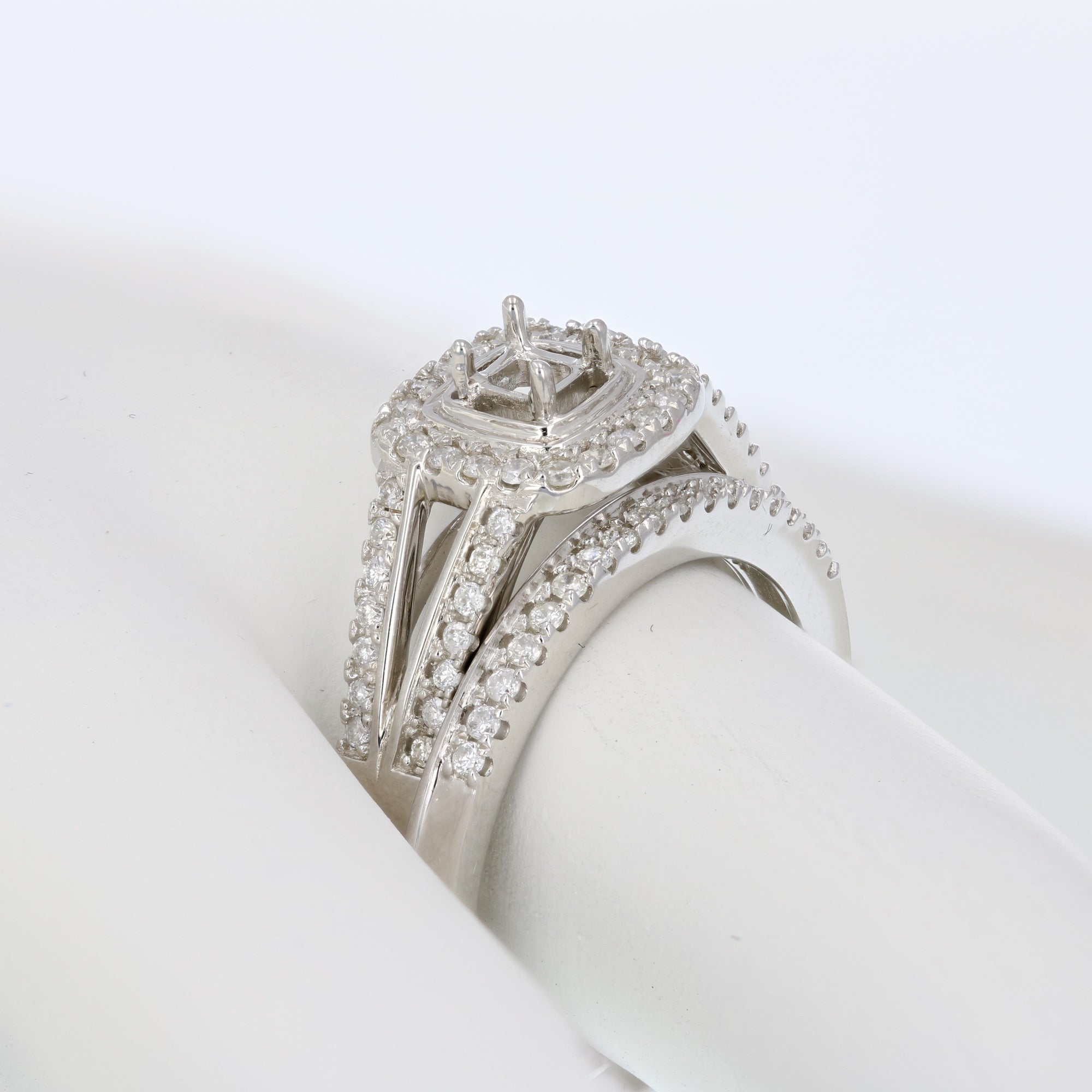 1/3 cttw Semi Mount Diamond Bridal Set with Princess Center Silver Size 7