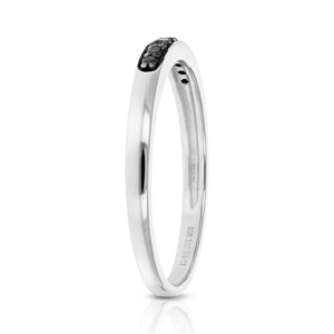 1/10 cttw Black Diamond Ring Wedding Band .925 Sterling Silver Prong Set Round