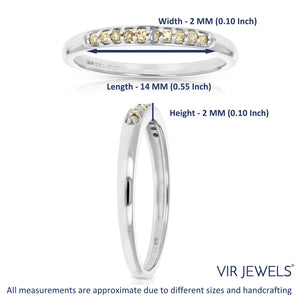 1/10 cttw Champagne Diamond Ring Wedding Band .925 Sterling Silver Prong Set