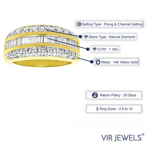1 cttw Diamond Wedding Band 14K Yellow Gold Bridal Engagement Ring Size 6