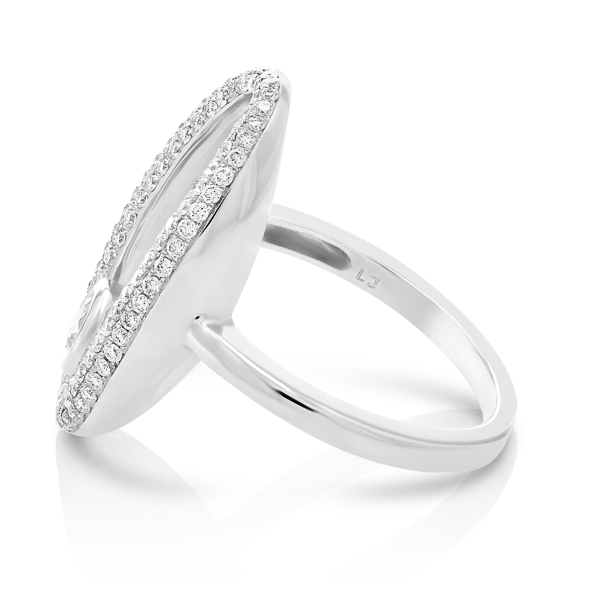 0.90 cttw SI1-SI2 18K White Gold Diamond Oval Ring Engagement Bridal Size 7